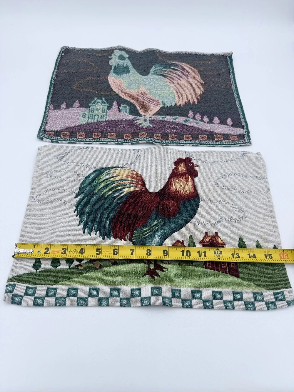 Tapestry Rooster Placemats Woven Chicken French Country Farm Cottage Lot Of 2